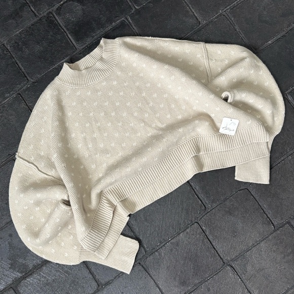 Free People Sweaters - Free People Women’s Small Pattern Easy Street Crop Sweater Oatmeal Ivory NWT